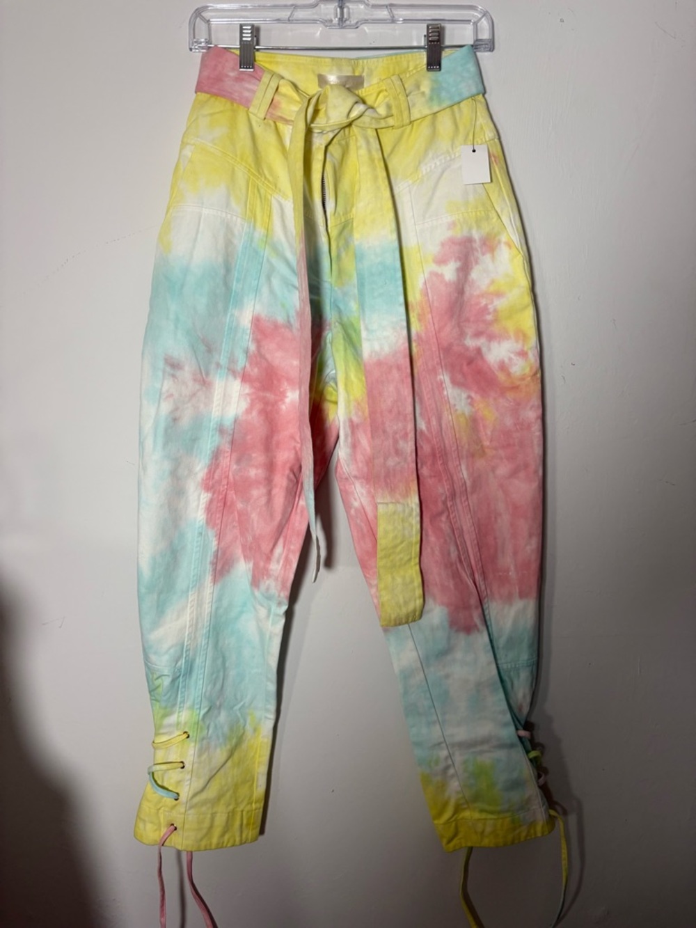 LoveShackFancy Tao Pant in Rainbow Radial Tie Dye size 6